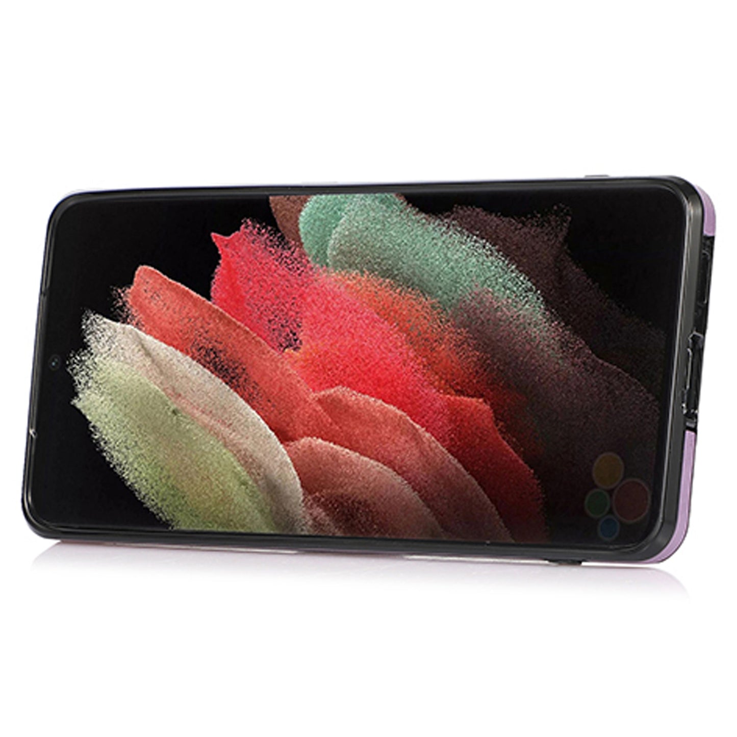 For Samsung Galaxy S24 Ultra Cell Phone Case Card Holder Kickstand Leather+TPU Cover - Purple