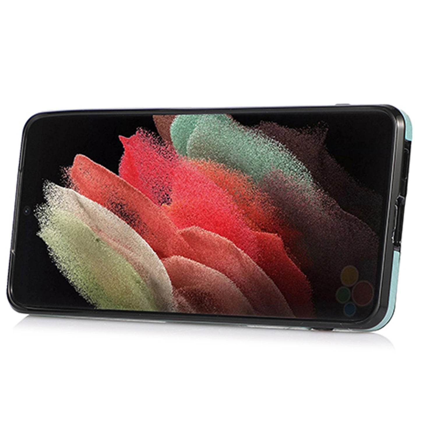 For Samsung Galaxy S24 Ultra Cell Phone Case Card Holder Kickstand Leather+TPU Cover - Green