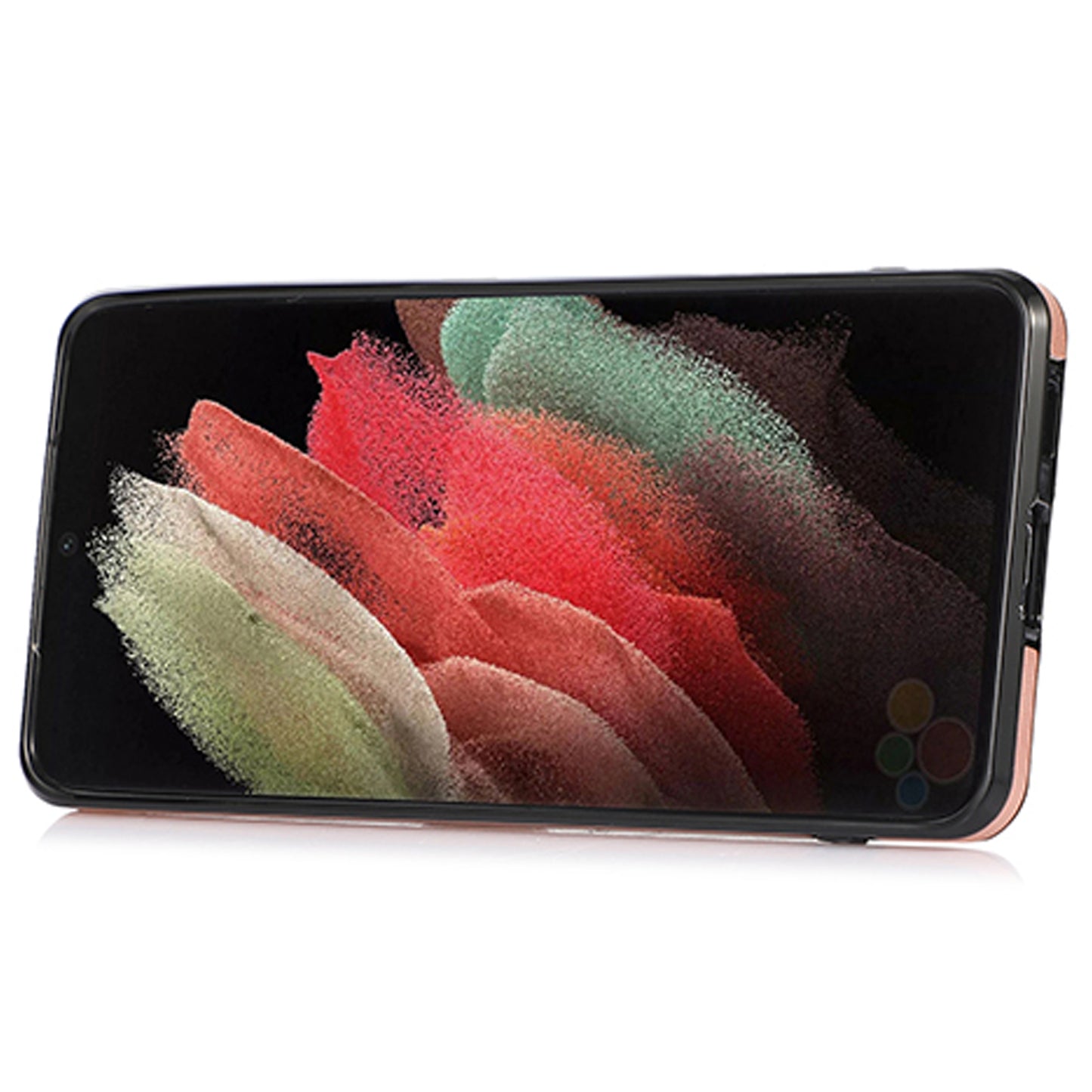 For Samsung Galaxy S24 Ultra Cell Phone Case Card Holder Kickstand Leather+TPU Cover - Rose Gold