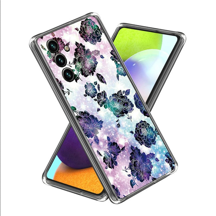 For Samsung Galaxy A35 5G TPU Case IMD Pattern Printing Scratch-resistant Phone Cover - Purple Flowers