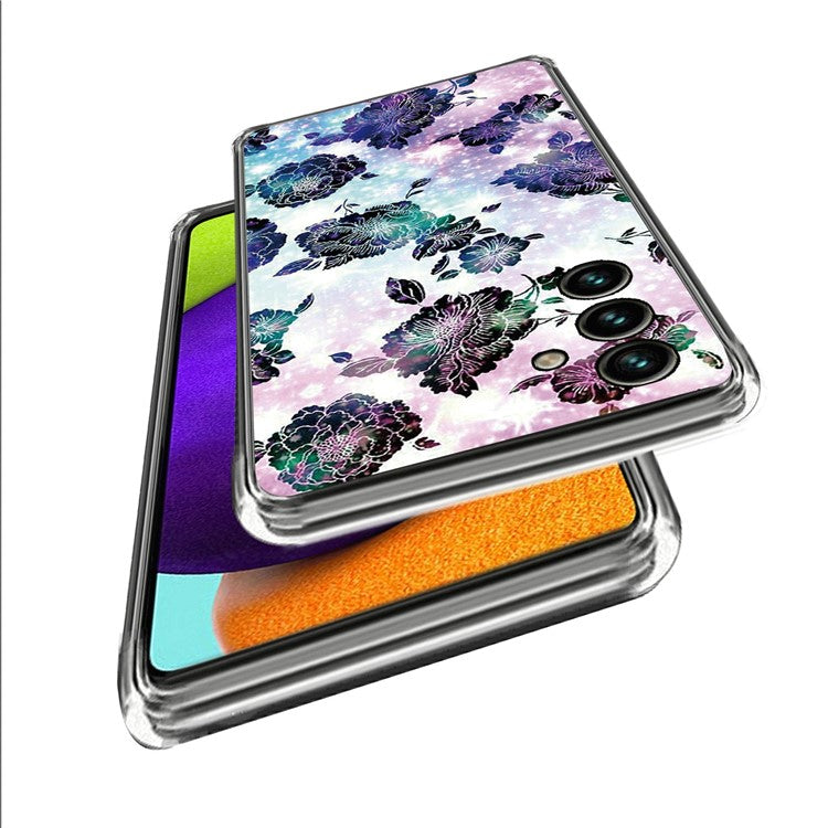 For Samsung Galaxy A35 5G TPU Case IMD Pattern Printing Scratch-resistant Phone Cover - Purple Flowers
