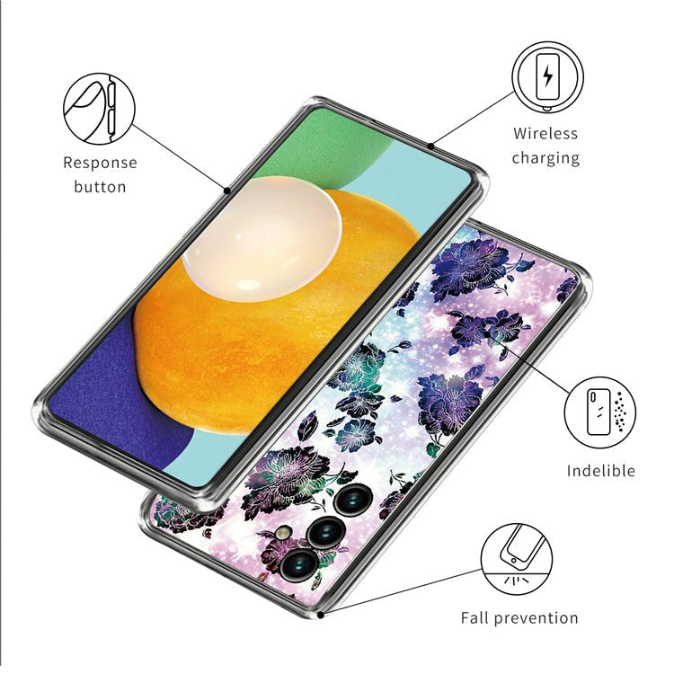 For Samsung Galaxy A35 5G TPU Case IMD Pattern Printing Scratch-resistant Phone Cover - Purple Flowers