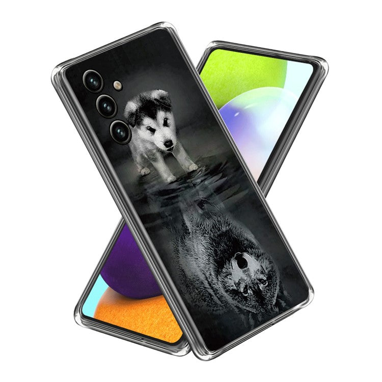For Samsung Galaxy A15 4G TPU Phone Case Pattern Printed Anti-Scratch Slim Cover - Dog and Wolf
