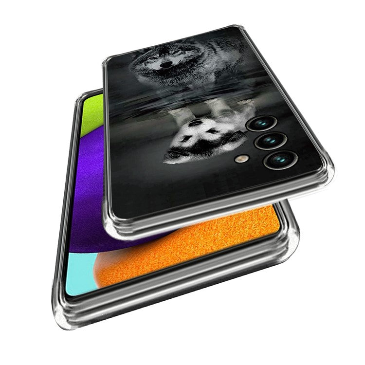 For Samsung Galaxy A15 4G TPU Phone Case Pattern Printed Anti-Scratch Slim Cover - Dog and Wolf