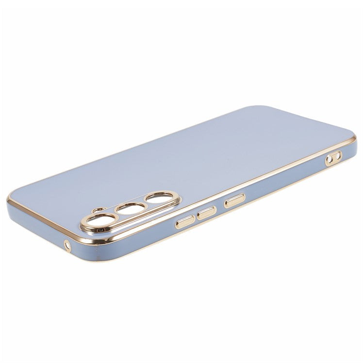 For Samsung Galaxy A05s 4G Cell Phone Case TPU Glossy 6D Electroplating Back Shell - Blue