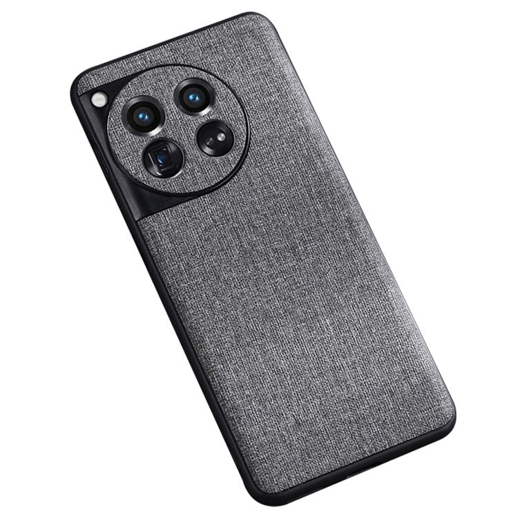 For OnePlus 12 5G Phone Case Shockproof Cloth+Hard PC Cell Phone Back Cover - Grey
