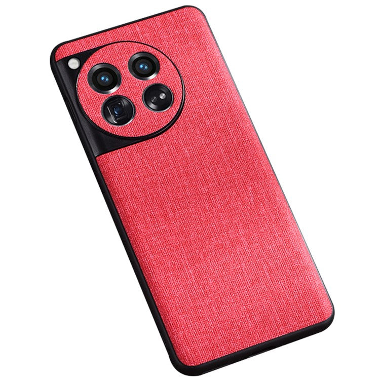 For OnePlus 12 5G Phone Case Shockproof Cloth+Hard PC Cell Phone Back Cover - Red