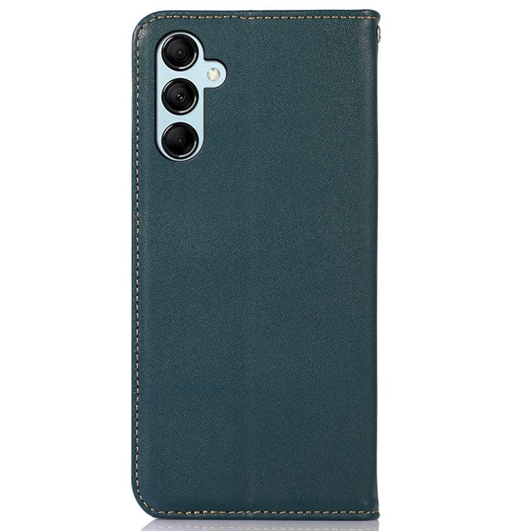 KHAZNEH For Samsung Galaxy A35 5G Case Genuine Cow Leather Nappa Texture Cover with Stand - Green