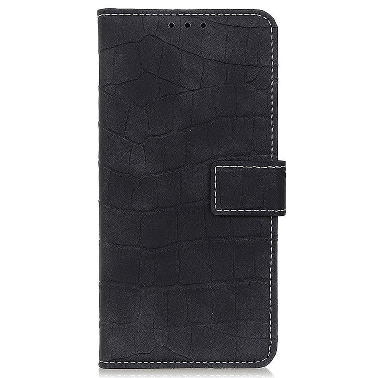 For Samsung Galaxy A35 5G PU Leather Case Crocodile Texture Phone Wallet Cover Stand - Black