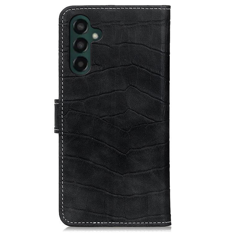 For Samsung Galaxy A35 5G PU Leather Case Crocodile Texture Phone Wallet Cover Stand - Black