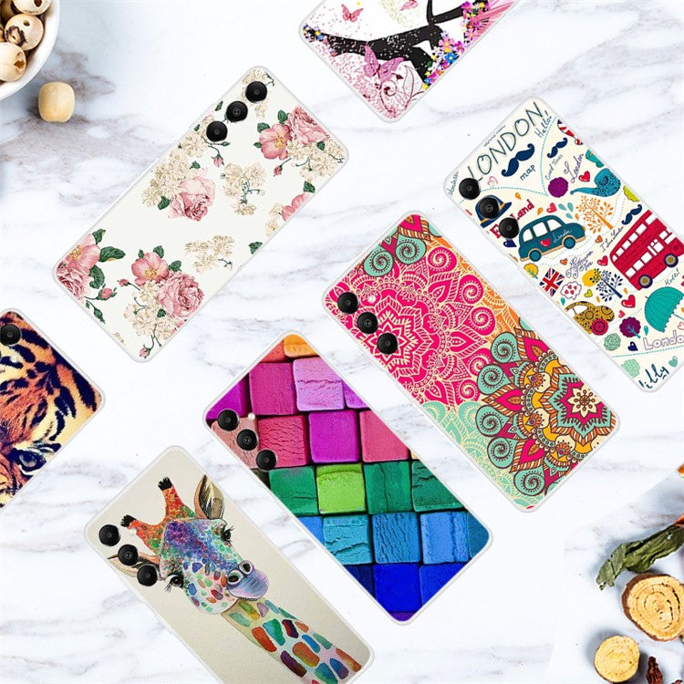 For Samsung Galaxy A05s 4G Case Pattern Printing Soft TPU Phone Back Cover - Colorful Giraffe