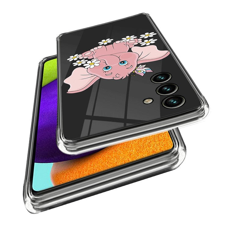 For Samsung Galaxy A35 5G Pattern Phone Case Shockproof Protection TPU Cover - Pink Elephant