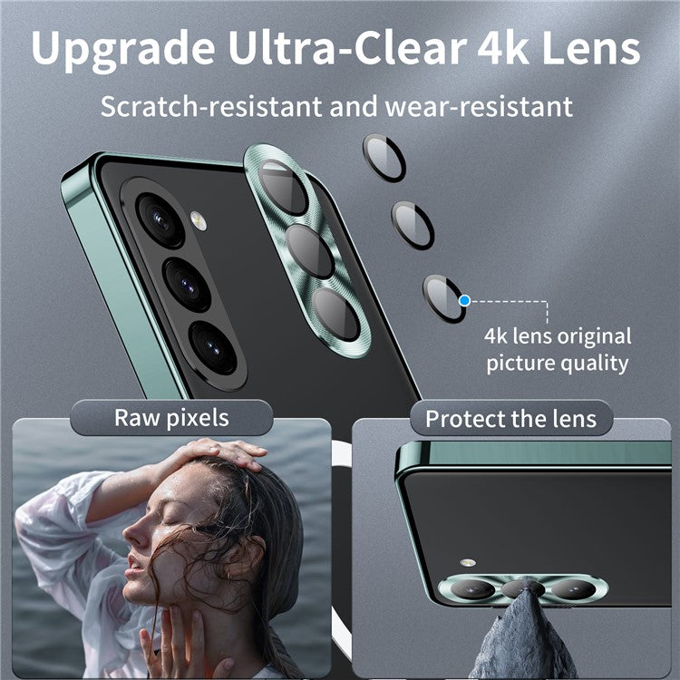 For Samsung Galaxy S24+ Matte Phone Case Lens Protection Metal Frame Magnetic Cover - Green