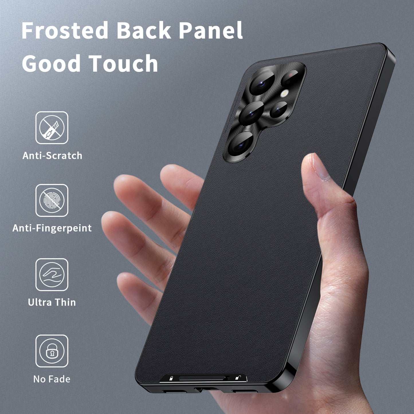 For Samsung Galaxy S24 Ultra Magnetic Case Metal Frame Leather+PC Matte Cover - Black