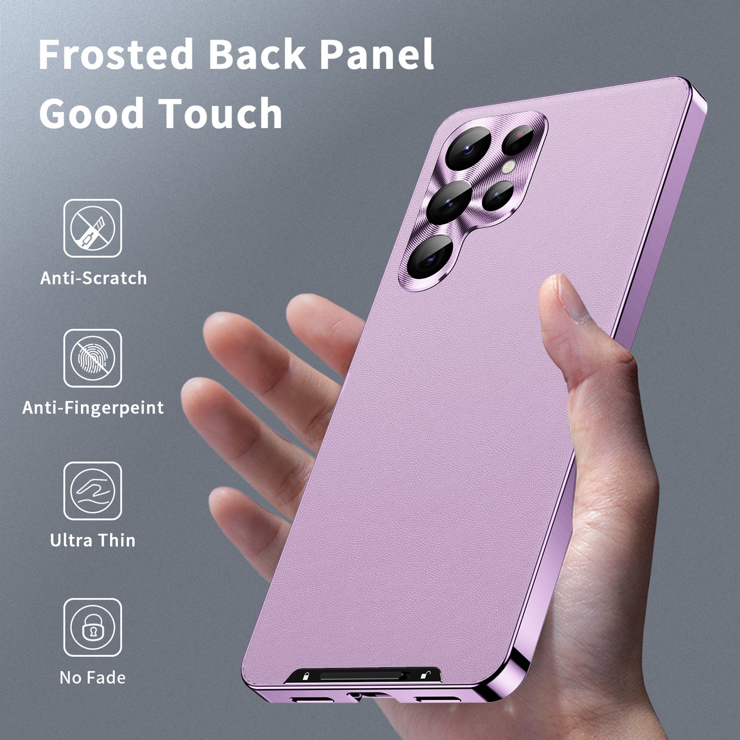 For Samsung Galaxy S24 Ultra Magnetic Case Metal Frame Leather+PC Matte Cover - Purple