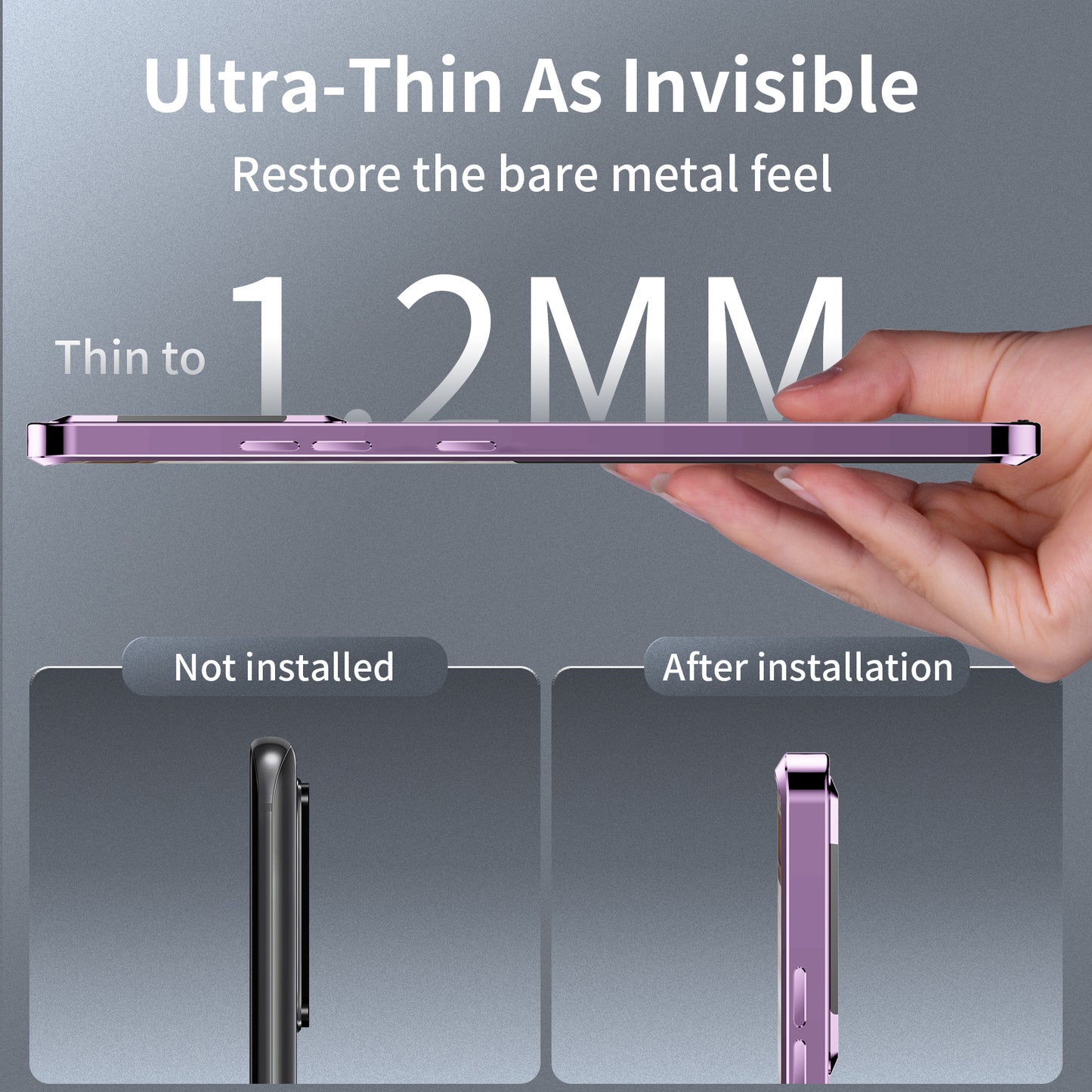 For Samsung Galaxy S24 Ultra Magnetic Case Metal Frame Leather+PC Matte Cover - Purple
