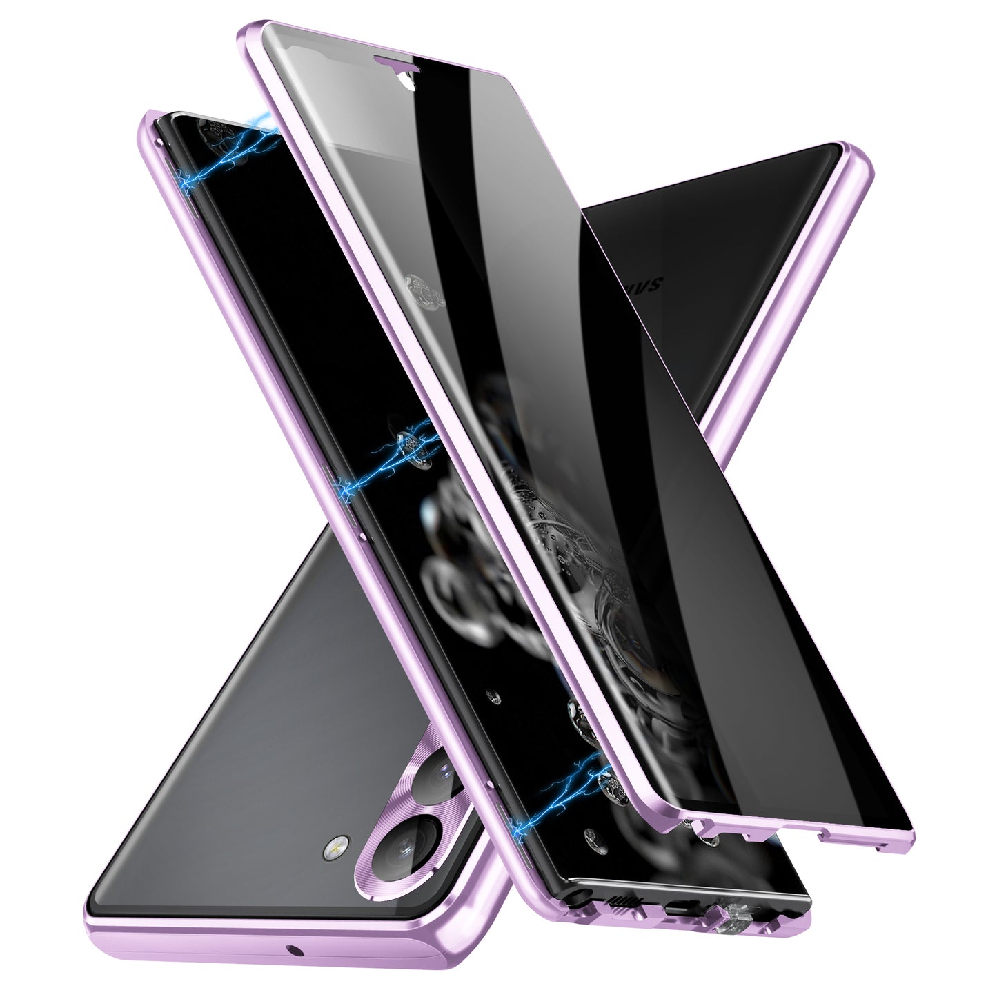 For Samsung Galaxy S24+ Case Double-Sided Tempered Glass Anti-Spy Phone Cover - Light Purple