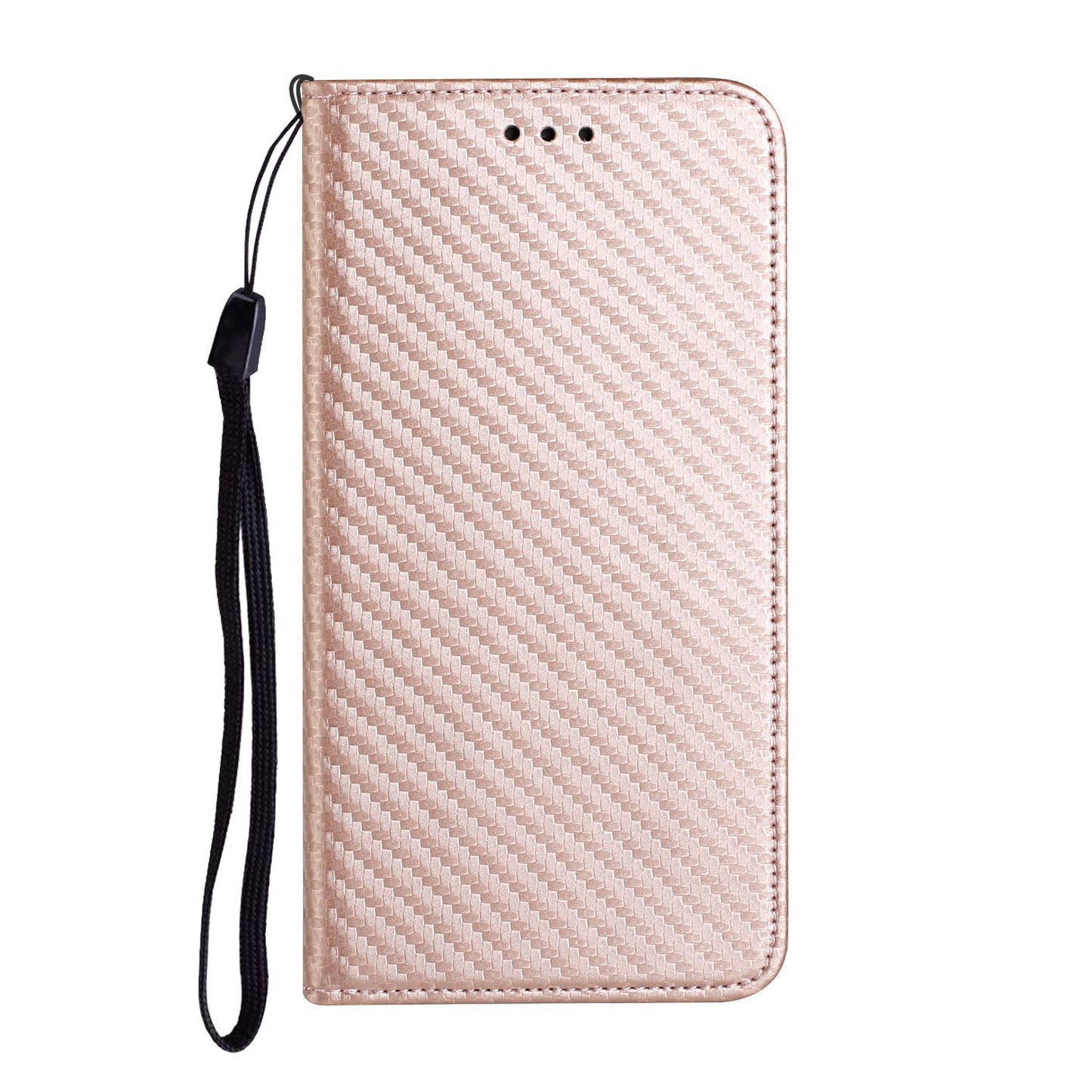 For Samsung Galaxy S24 Ultra Case Carbon Fiber Texture Wallet Stand Cover - Rose Gold