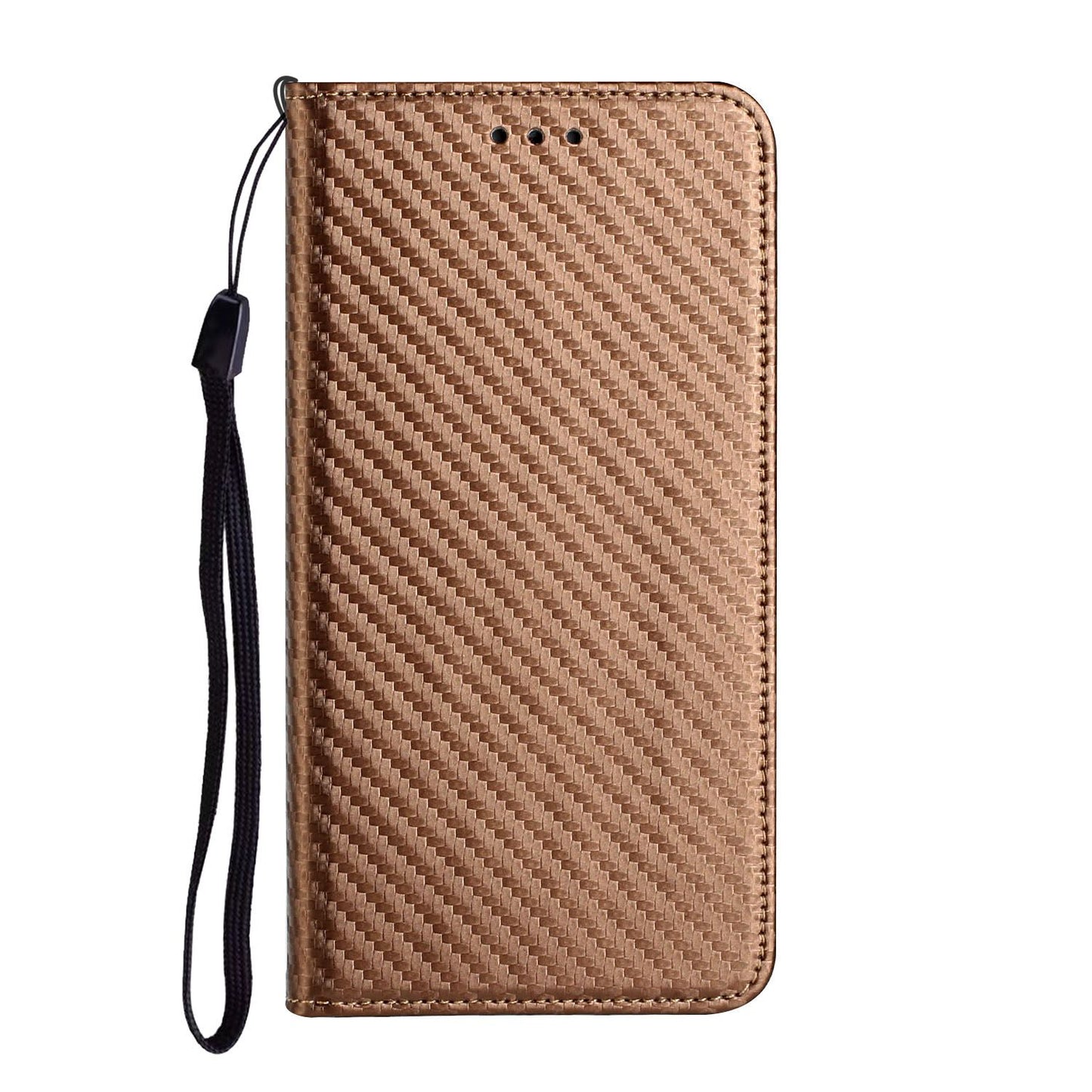 For Samsung Galaxy S24 Ultra Case Carbon Fiber Texture Wallet Stand Cover - Brown