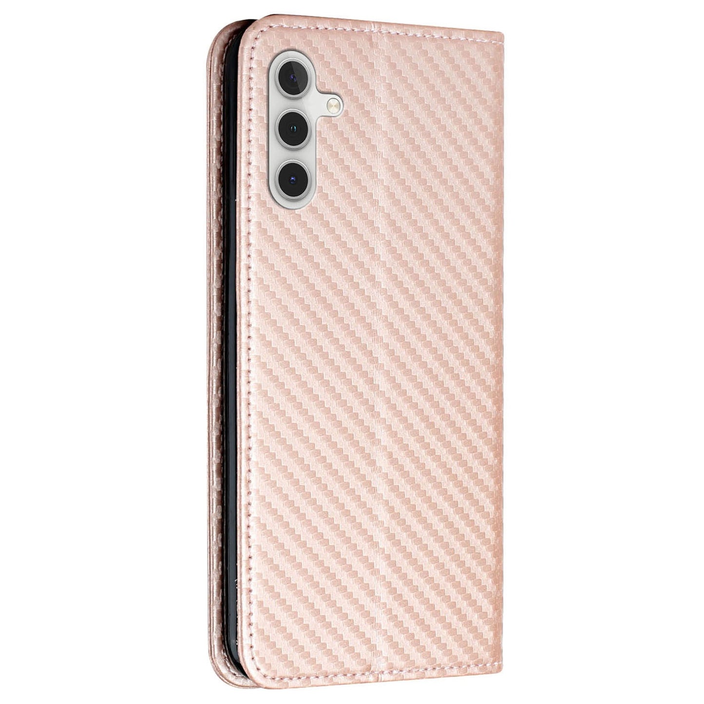 For Samsung Galaxy S24+ Case PU Leather Wallet Phone Stand Cover - Rose Gold