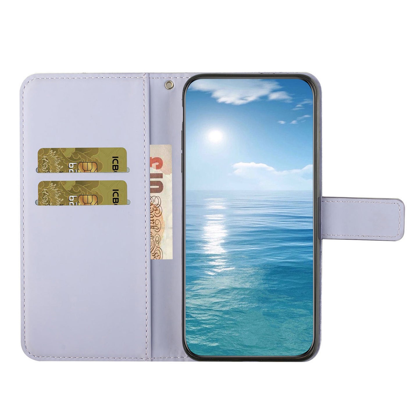 For Samsung Galaxy S24+ Case PU Leather Wallet Imprinted Phone Cover - Purple