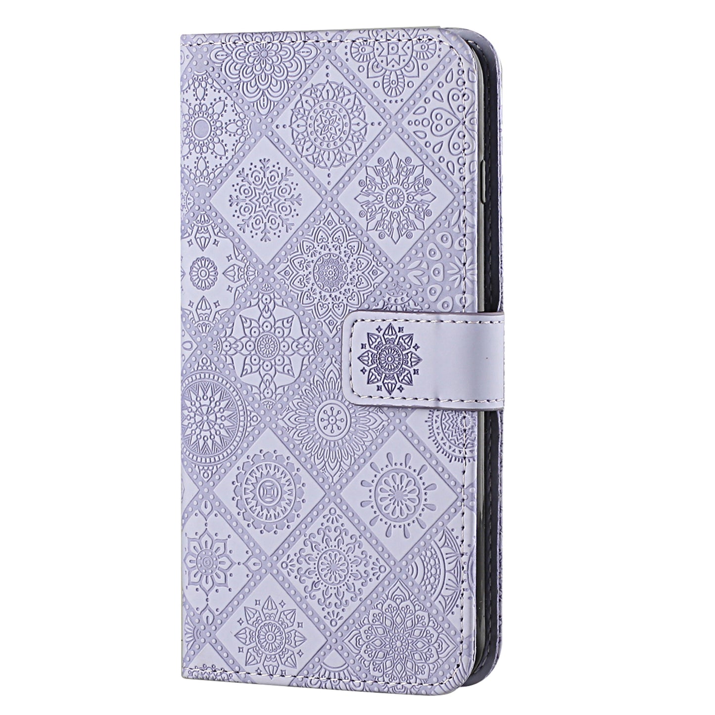 For Samsung Galaxy S24+ Case PU Leather Wallet Imprinted Phone Cover - Purple
