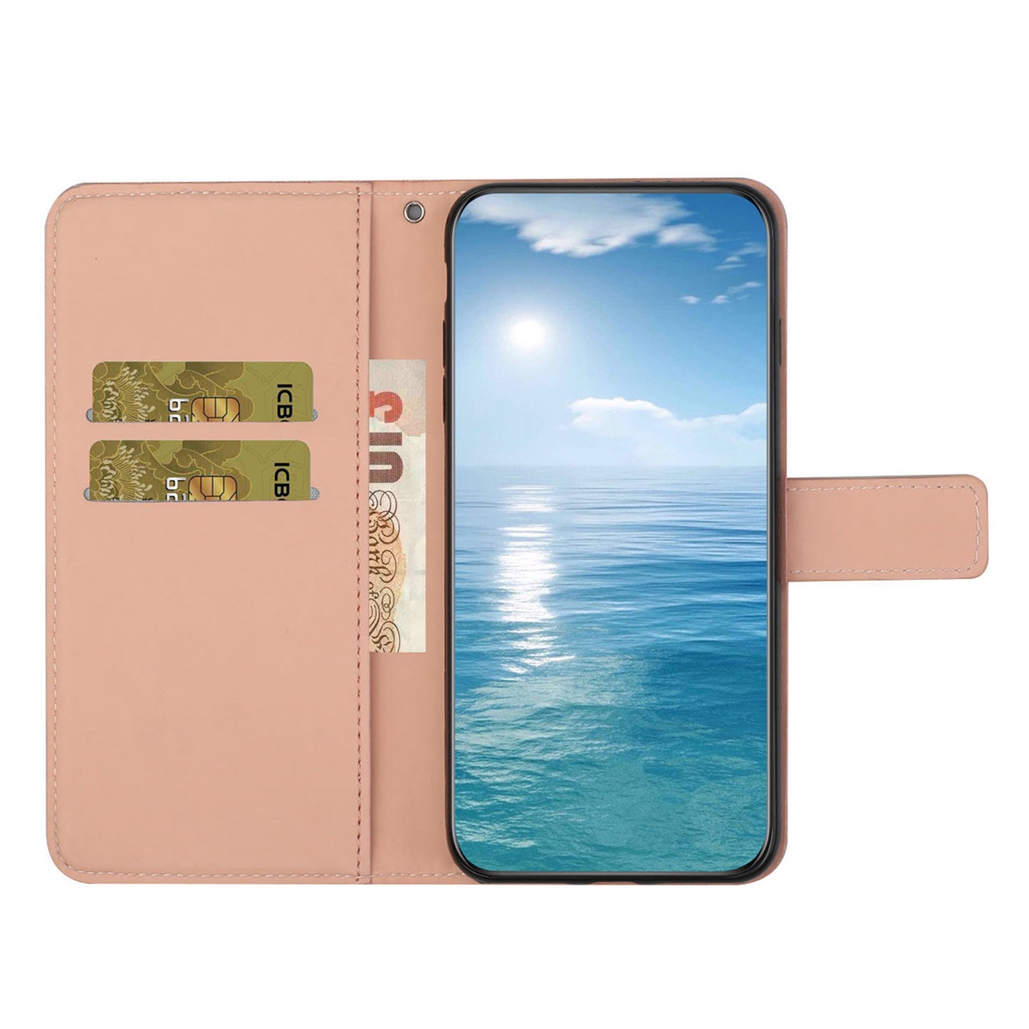 For Samsung Galaxy S24 Case Wallet Imprinted Flower Leather Cover - Pink