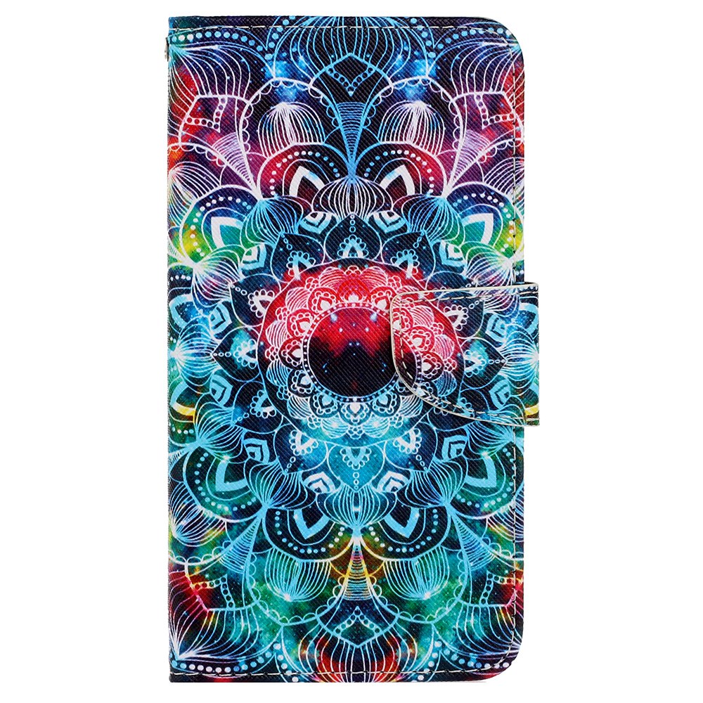 For Samsung Galaxy S24+ Case PU Leather Cross Texture Pattern Printing Phone Cover with Wrist Strap - Mandala