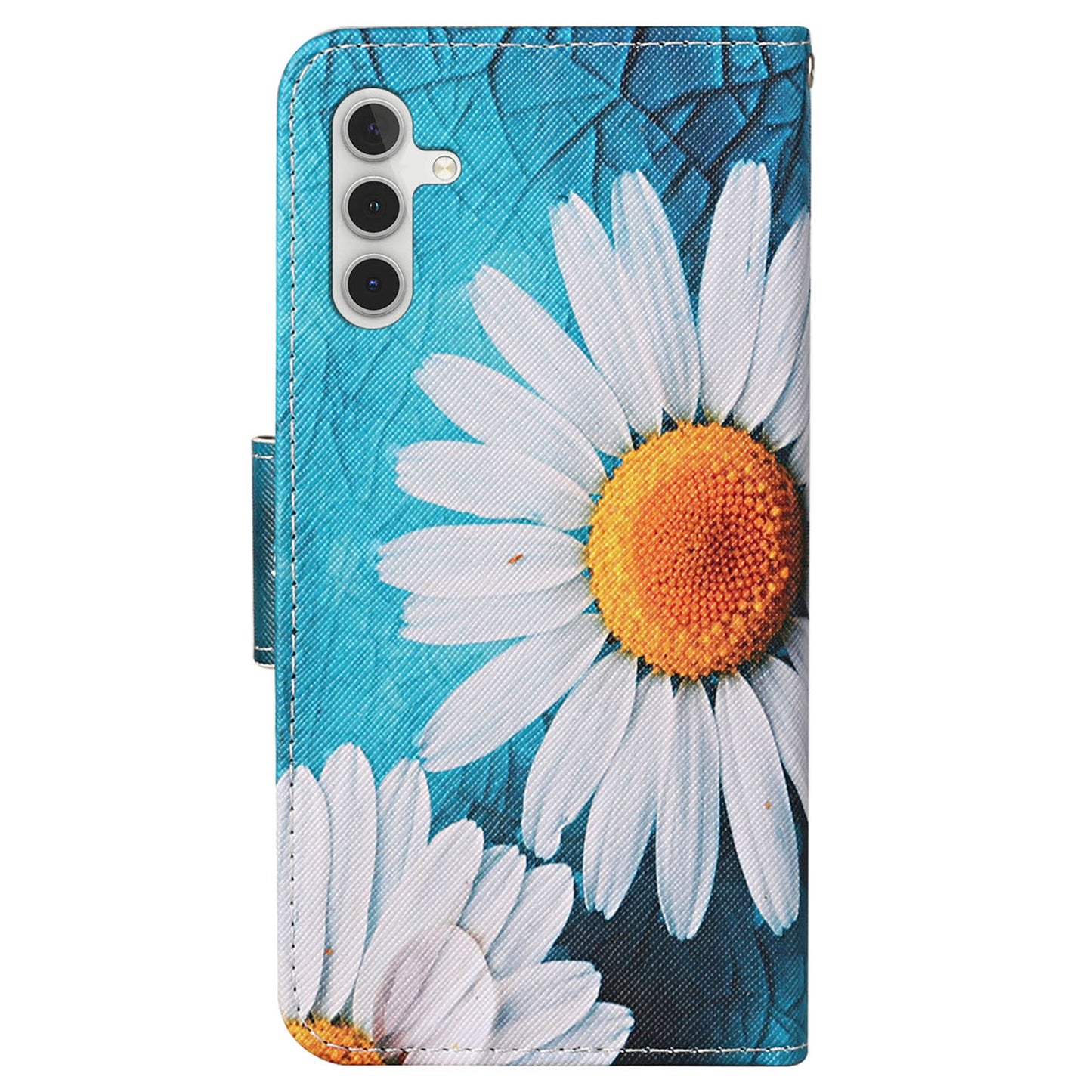 For Samsung Galaxy S24 Case PU Leather Pattern Printing Wallet Stand Phone Cover - Large Chrysanthemum