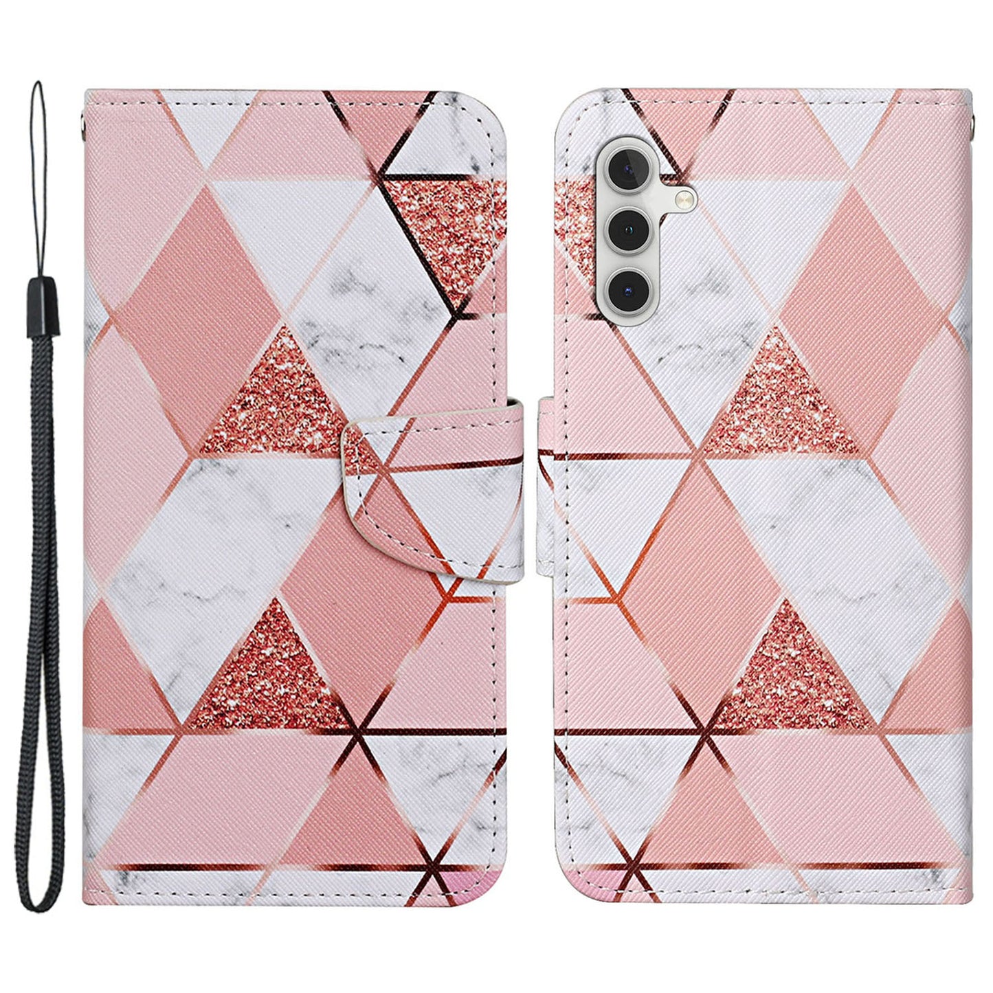 For Samsung Galaxy S24 Case PU Leather Pattern Printing Wallet Stand Phone Cover - Marble Pattern