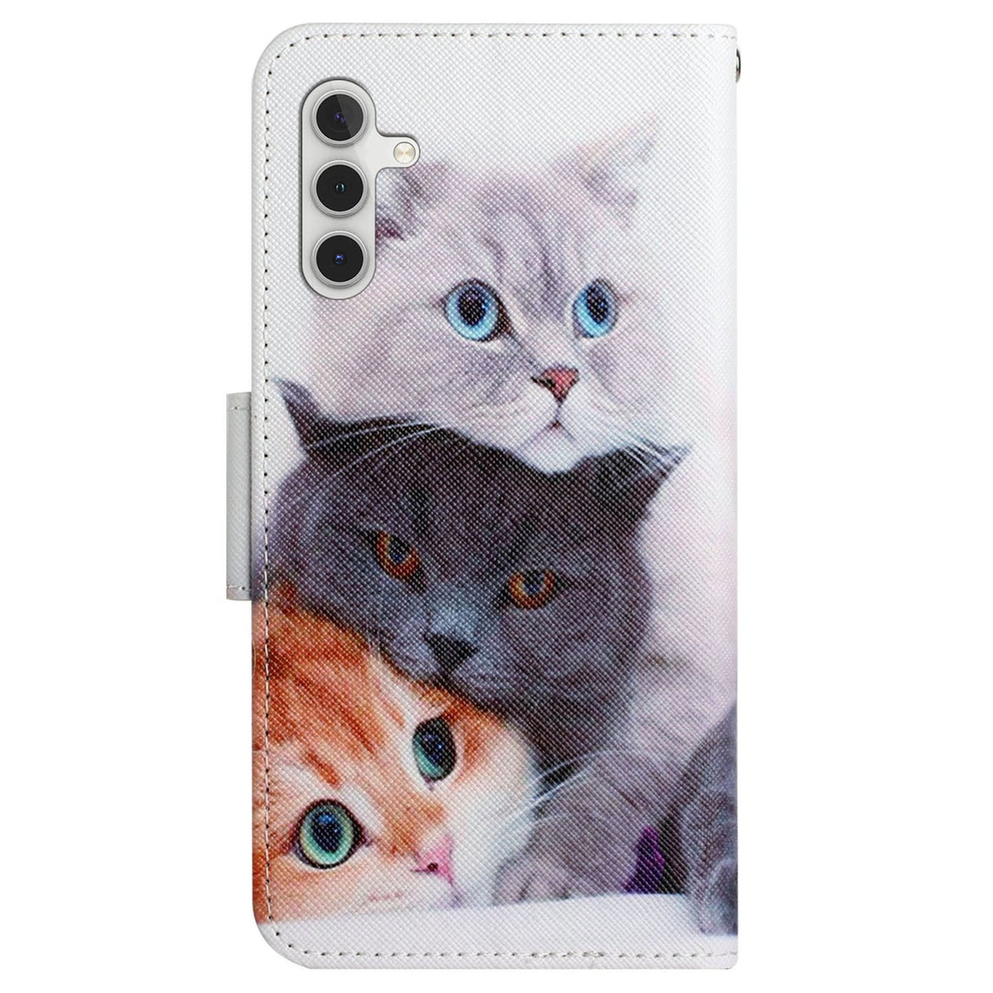For Samsung Galaxy S24 Case PU Leather Pattern Printing Wallet Stand Phone Cover - Three Cats