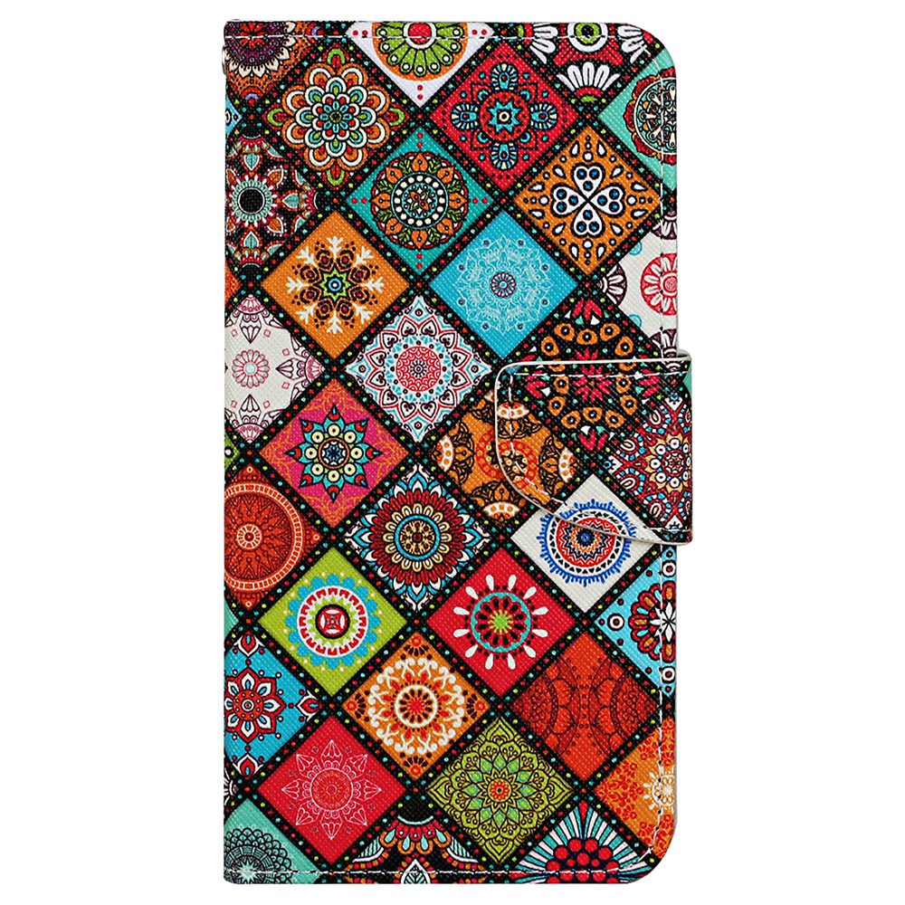 For Samsung Galaxy S24 Ultra PU Leather Case Cross Texture Phone Stand Cover with Wrist Strap - Ethnic Style