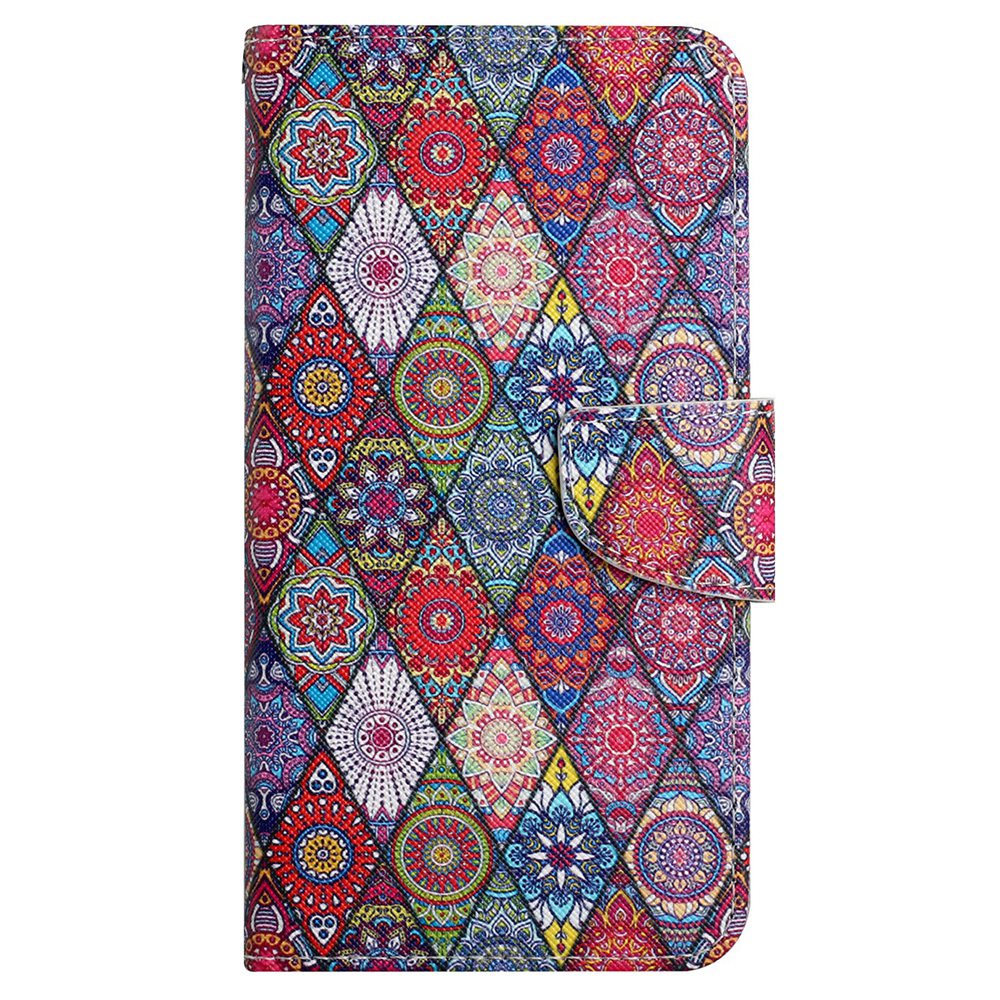 For Samsung Galaxy S24 Ultra PU Leather Case Cross Texture Phone Stand Cover with Wrist Strap - Kaleidoscope