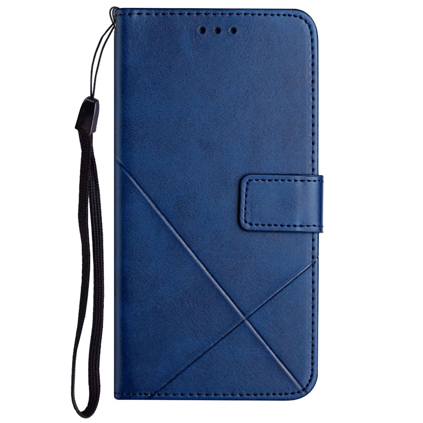 For Samsung Galaxy S24+ Case Line Imprinting Solid Color PU Leather Stand Phone Cover - Blue