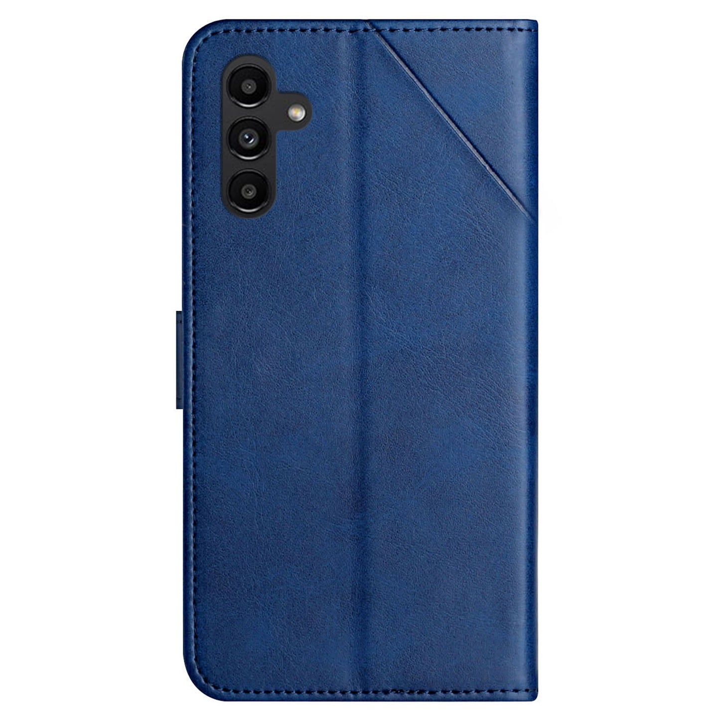 For Samsung Galaxy S24+ Case Line Imprinting Solid Color PU Leather Stand Phone Cover - Blue