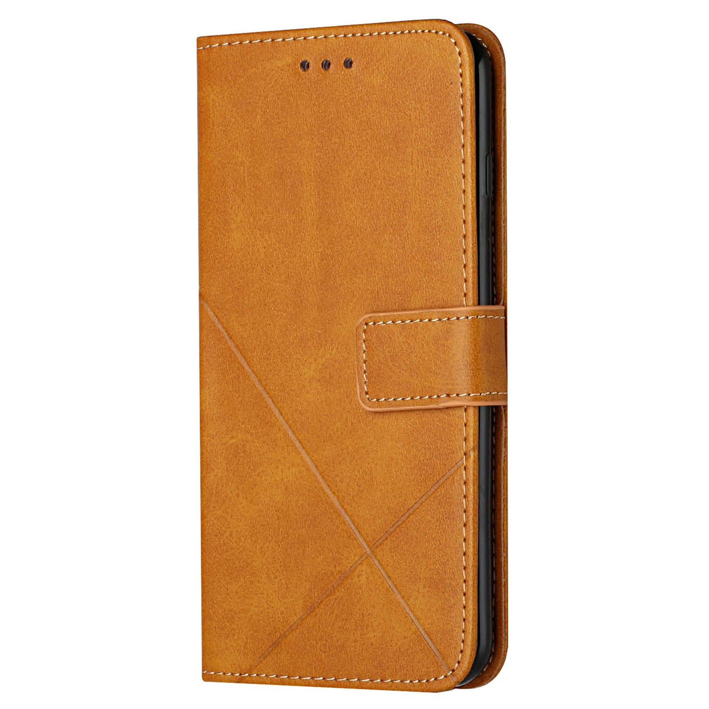 For Samsung Galaxy S24+ Case Line Imprinting Solid Color PU Leather Stand Phone Cover - Yellow