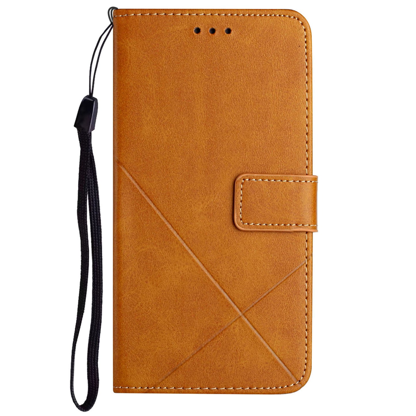 For Samsung Galaxy S24+ Case Line Imprinting Solid Color PU Leather Stand Phone Cover - Yellow