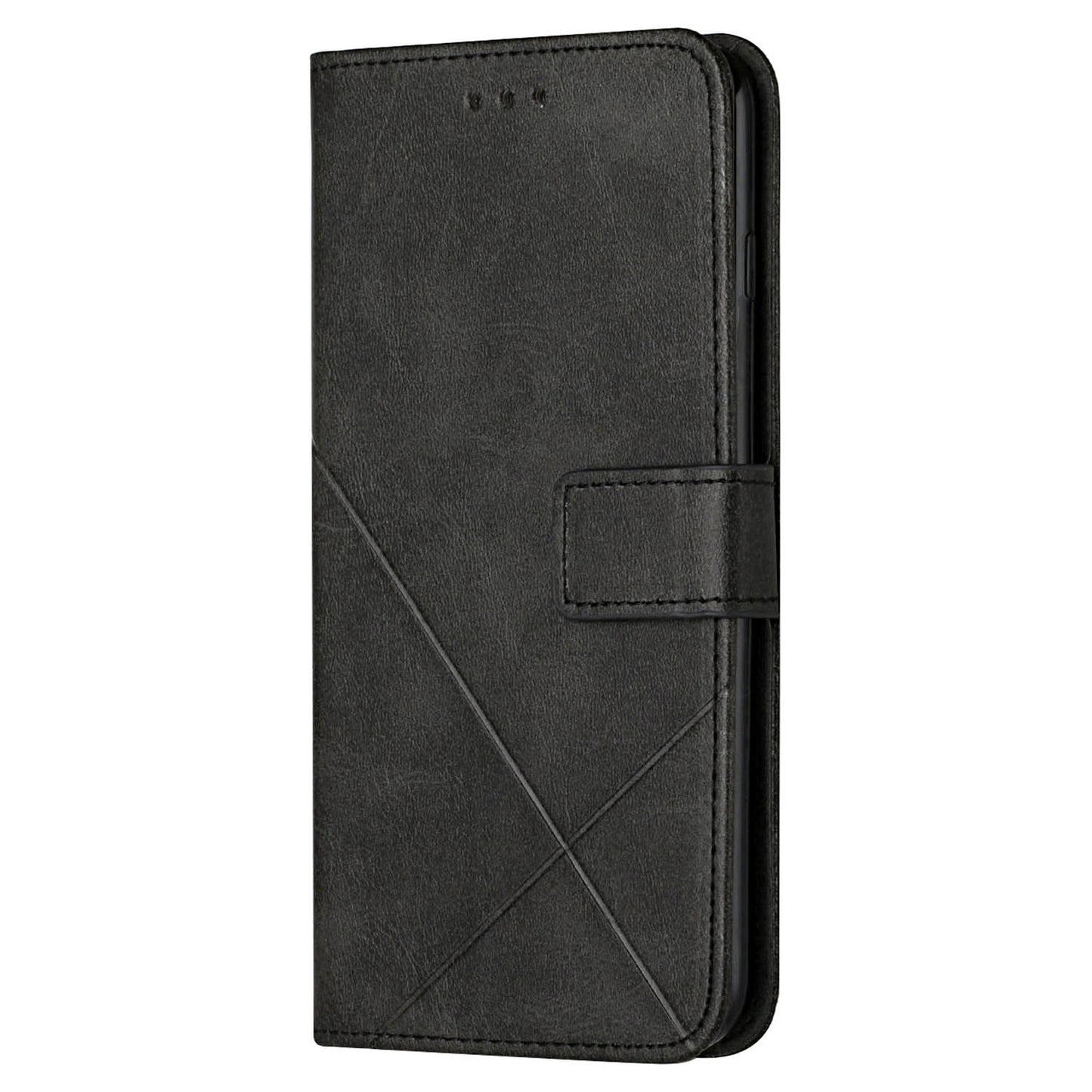 For Samsung Galaxy S24 Ultra Case Solid Color PU Leather Stand Wallet Phone Cover with Wrist Strap - Black