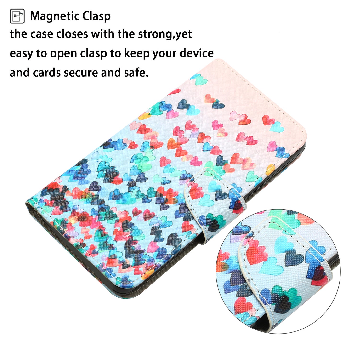 For Samsung Galaxy S24 Leather Case Pattern Printing Phone Stand Cover - Love Heart