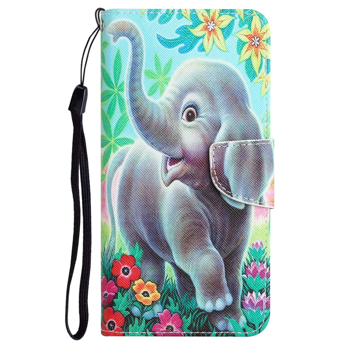 For Samsung Galaxy S24 Leather Case Pattern Printing Phone Stand Cover - Elephant