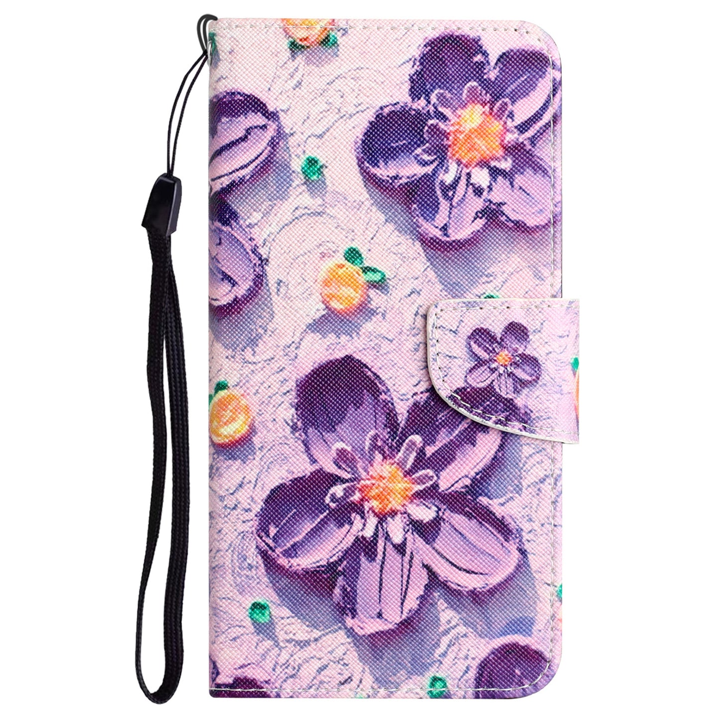 For Samsung Galaxy S24+ Case PU Leather Pattern Printing Stand Cover - Purple Flower