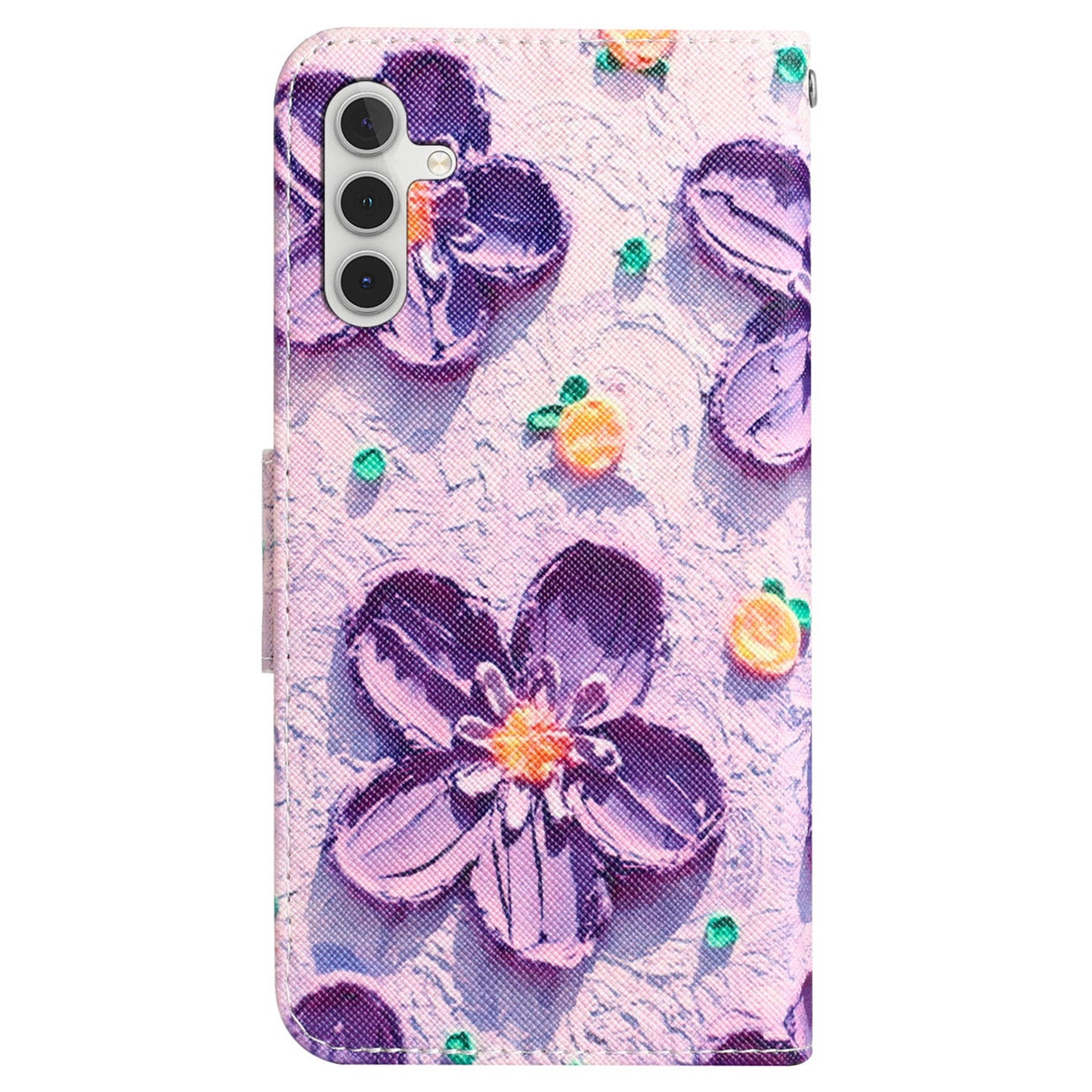 For Samsung Galaxy S24+ Case PU Leather Pattern Printing Stand Cover - Purple Flower