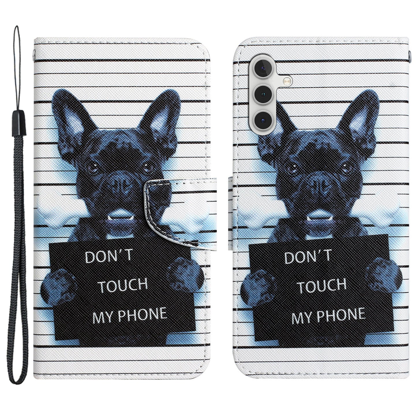 For Samsung Galaxy S24+ Case PU Leather Pattern Printing Stand Cover - Don't Touch My Phone