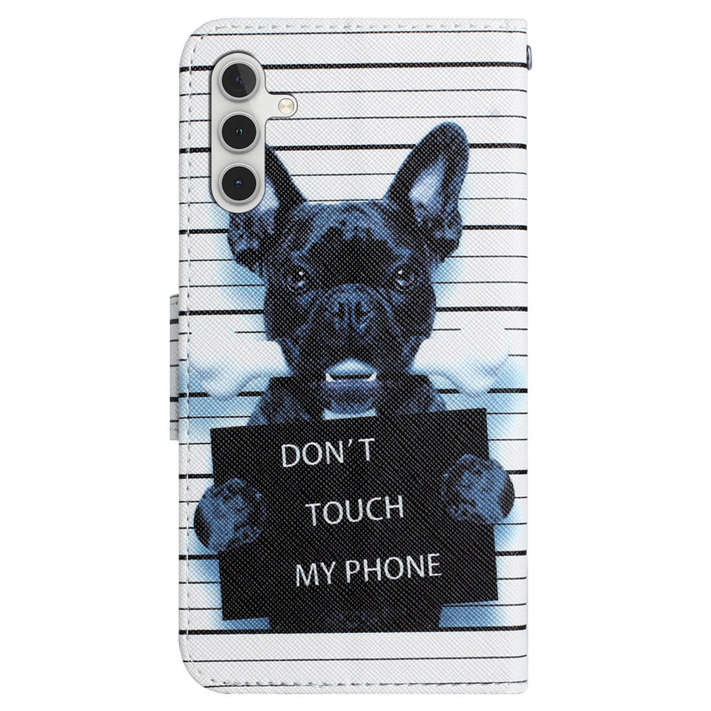 For Samsung Galaxy S24+ Case PU Leather Pattern Printing Stand Cover - Don't Touch My Phone