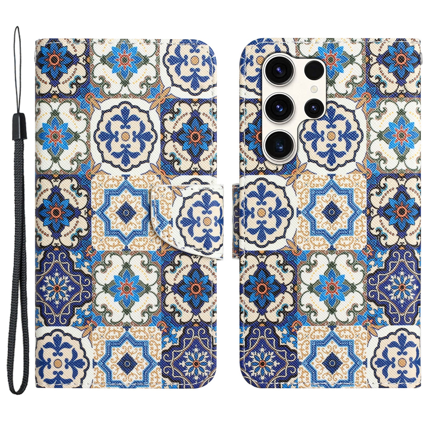 For Samsung Galaxy S24 Ultra Case Pattern Printing Phone Cover with Wallet - Retro Totem