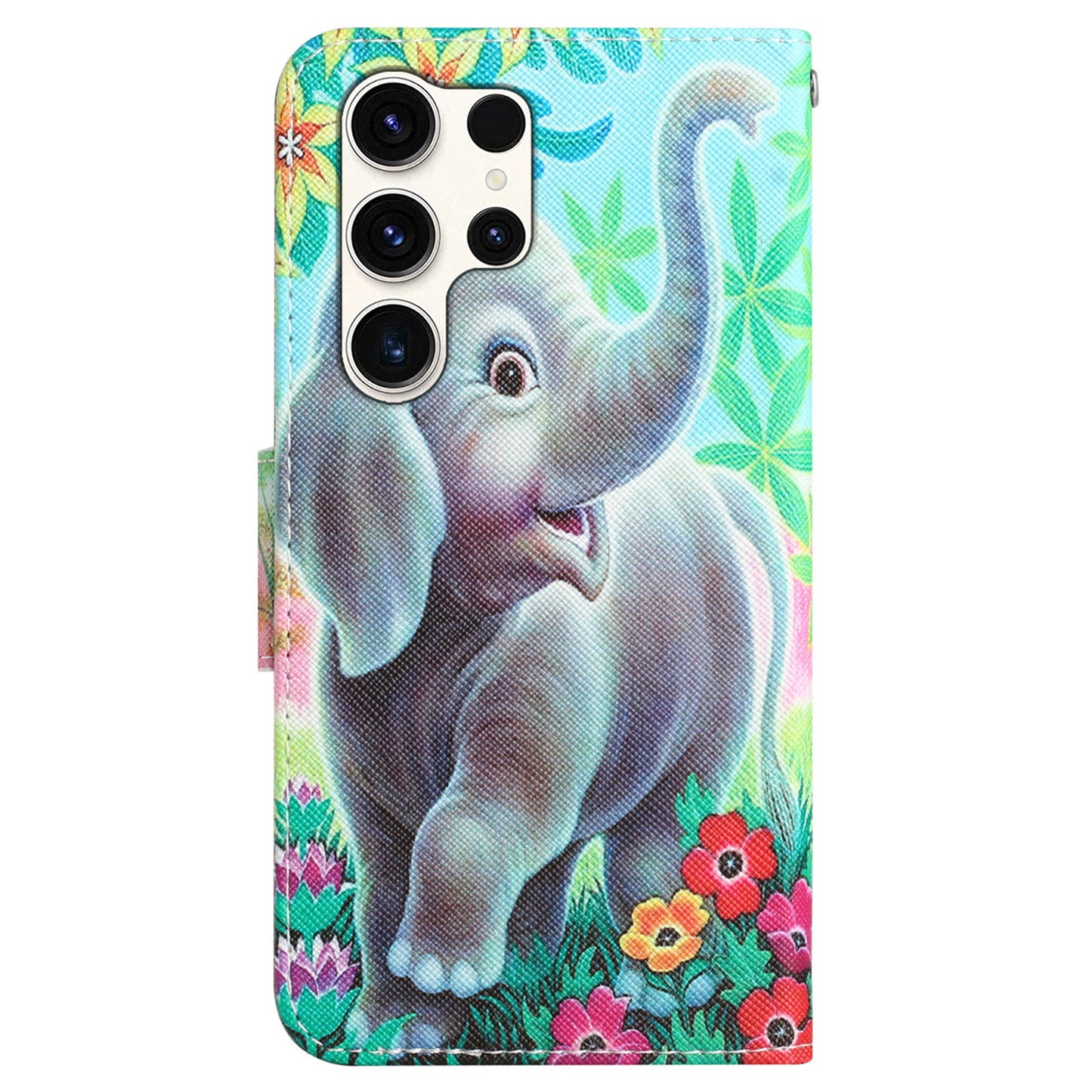 For Samsung Galaxy S24 Ultra Case Pattern Printing Phone Cover with Wallet - Elephant