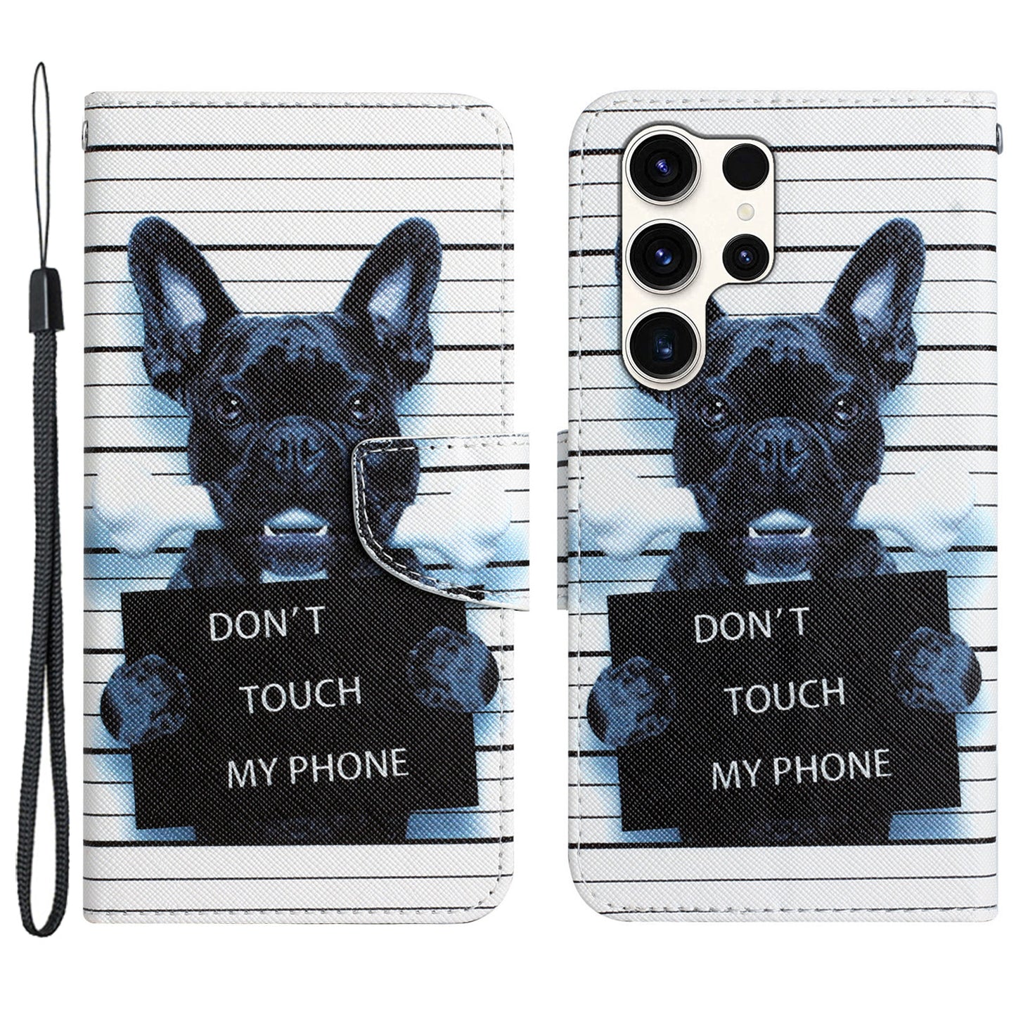 For Samsung Galaxy S24 Ultra Case Pattern Printing Phone Cover with Wallet - Don't Touch My Phone