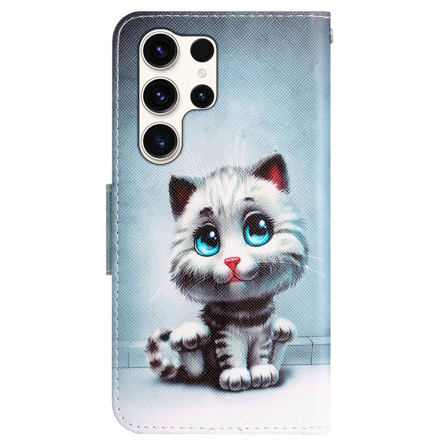 For Samsung Galaxy S24 Ultra Case Pattern Printing Phone Cover with Wallet - Blue Eyes Cat