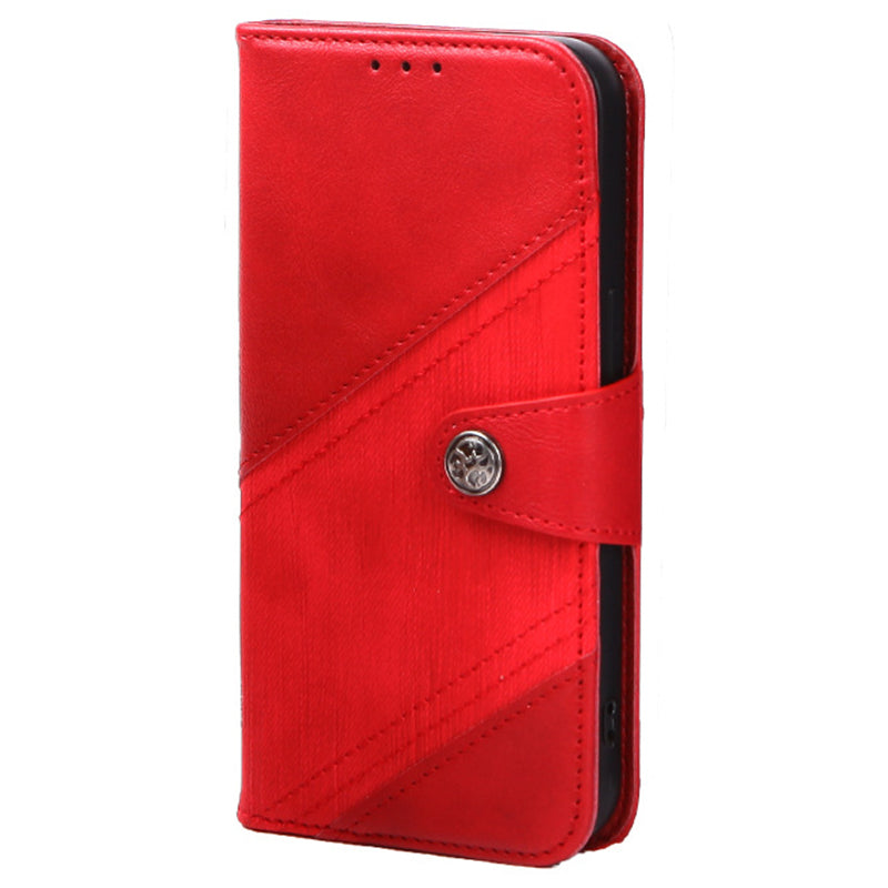 For Samsung Galaxy S24 Mobile Phone Case Splicing Style Phone Cover PU Leather Wallet - Red