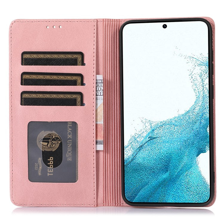 For Samsung Galaxy A34 5G Dustproof Cover Magnetic Stand PU Leather Phone Case Wallet - Rose Gold